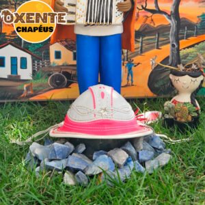 Chapéu Dominguinhos Branco com Rosa Claro Feminino - Imagem 1