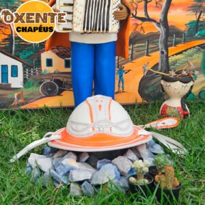 Chapéu Dominguinhos Branco com Laranja Feminino - Imagem 1