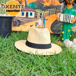 Chapéu Panamá Vazado Creme c/Faixa Preta - Imagem 1